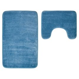 BRENTHALL Bath and Pedestal Mat Set - Blue