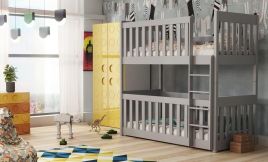 Kellog Wooden Bunk Bed with Cot Bed and Foam Mattress - Grey