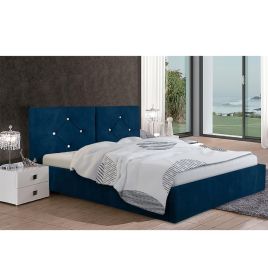 Cubana Plush Velvet Fabric Bed, Blue Colour - 5 Sizes