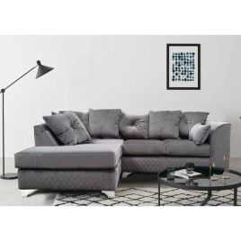 Victoria Plush Velvet Corner Sofa - Grey