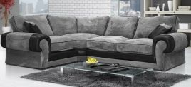 LUMA Jumbo Cord 4 Seater L Shaped - Left Hand Facing Corner Sofa - Black and Grey