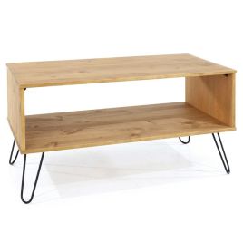 Stylish Hairpin Legs Augusta Open Shelf Coffee Table - Antique Waxed Pine