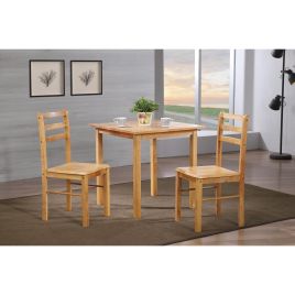 Classic Charm Arcadia Solid Rubberwood Small Dining Table in Natural Oak