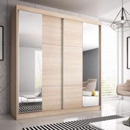 Sliding Wardrobe - MALTA 2 Door Mirrored Wardrobe Oak Sanoma 233cm