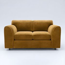 DELANO Plush Velvet 2 Seater Fullback Sofa - Mustard