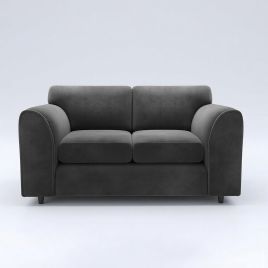 DELANO Plush Velvet 2 Seater Fullback Sofa - Black
