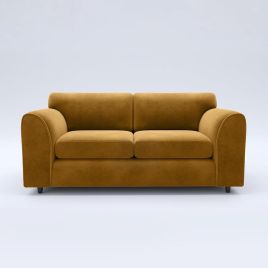 DELANO Plush Velvet 3 Seater Fullback Sofa - Mustard