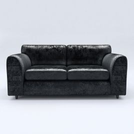 VELOURA Crush Velvet 3 Seater Fullback Sofa - Black