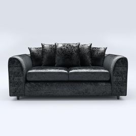 VELOURA Crush Velvet 3 Seater Scatterback Sofa - Black