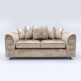 VELOURA Crush Velvet 3 Seater Scatterback Sofa - Mink