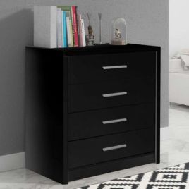 AVERTON Black Chest of Drawers - Medium-sized, 4 Drawers