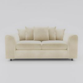 DELANO Plush Velvet 3 Seater Scatterback Sofa - Cream