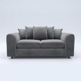 DELANO Plush Velvet 3 Seater Scatterback Sofa - Dark Grey
