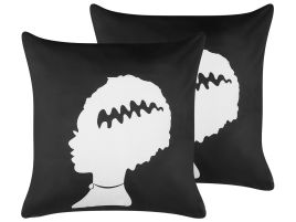 Frankensteins Bride Velvet Cushion Set 45x45cm - Black White