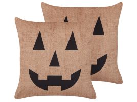Pumpkin Patch Velvet Cushion Set 45x45cm - Beige