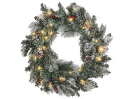 Evergreen Frosted Pre-Lit Christmas Wreath 40 cm - Green