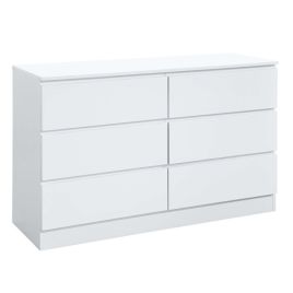 White Chest of Drawers - OPAL Large Chest  6 Drawers  Double Chest