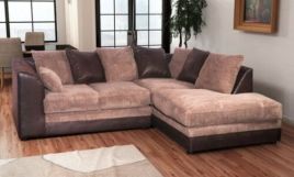 MESHA Jumbo Cord 4 Seater L Shaped - Right Hand Facing Corner Sofa - Brown
