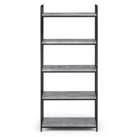 Staten Black Metal Frame Bookcase - Concrete