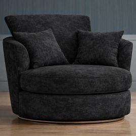LORVANI Fabric Swivel Chair - Black