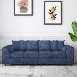LORVANI Fabric 4 Seater Scatterback Sofa - Midnight Blue