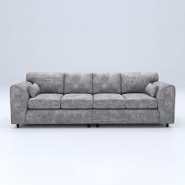 LORVANI Fabric 4 Seater Fullback Sofa - Light Grey