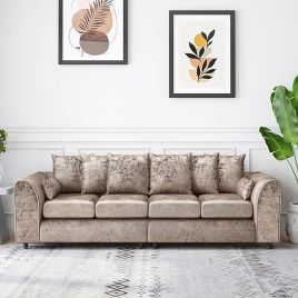 VELOURA Crush Velvet 4 Seater Scatterback Sofa - Mink