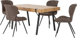 Treviso Dining Set with Quebec Chairs - Light Oak Effect Black Brown Faux Leather