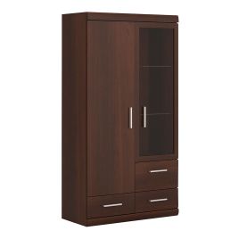 Imperial 2 Door 3 Drawer Glazed Display Cabinet - Dark Mahogany Melamine