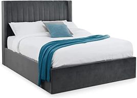 Langham Scalloped Headboard Storage Bed 135cm - Grey