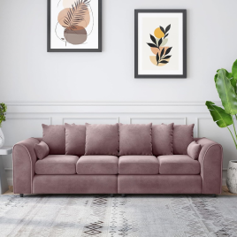 DELANO Plush Velvet 4 Seater Scatterback Sofa - Pink