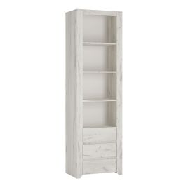 Angel Tall Narrow 3 Drawer Bookcase - White Craft Oak