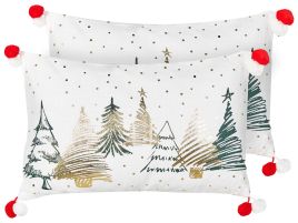 Jingleberry Cotton Cushions Christmas Tree Pattern 30 x 50 cm - White