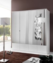 Wardrobe - INAGU 4 Door Mirrored Wardrobe White 180cm