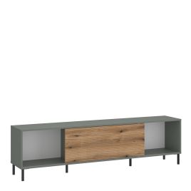 TV Stand - DARWIN 1 Door Media Unit Green and Oak 50cm