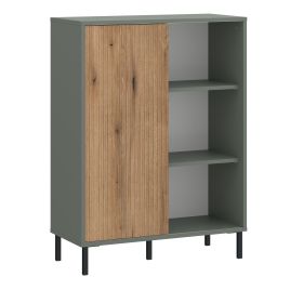 Sideboard - DARWIN 1 Door Sideboard Green and Oak 75cm