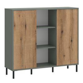 Sideboard - DARWIN 2 Door Sideboard Green and Oak 111.6cm