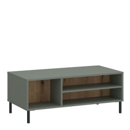 Coffee Table - DARWIN Coffee Table Green and Oak 100cm