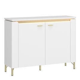 Sideboard - LAZIO 2 Door Sideboard Alpine White and White Gloss 110.4cm