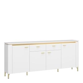 Sideboard - LAZIO 4 Door 2 Drawer Sideboard Alpine White and White Gloss 200.3cm