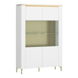 Display Cabinet - LAZIO 2 Door Cabinet Alpine White and White Gloss 110.4cm