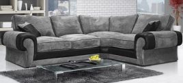 LUMA Jumbo Cord 4 Seater L Shaped - Right Hand Facing Corner Sofa - Black and  Grey