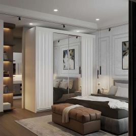 MOVAVI 2 Door Mirrored Sliding Wardrobe White - 200cm