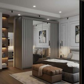 MOVAVI 2 Door Mirrored Sliding Wardrobe Grey - 200cm