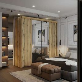 MOVAVI 2 Door Mirrored Sliding Wardrobe Oak - 200cm