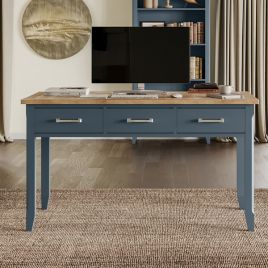 Ransley Blue Oak Parquet Computer Desk with Three Drawers