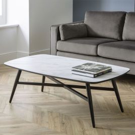 Caruso Marble Effect Rectangular Coffee Table - White Marble