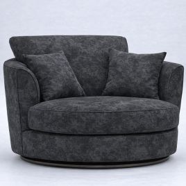 LORVANI Fabric Swivel Chair - Dark Grey