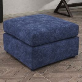 LORVANI Fabric Cushion Footstool - Midnight Blue