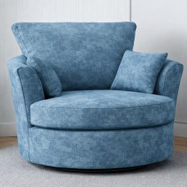 LORVANI Fabric Swivel Chair - Sky Blue